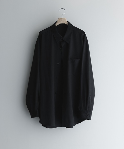remer(リメール)の「loose basic oversize shirt - TR wool / ルーズベーシックオーバーサイズシャツ - TRウール(シャツ/ブラウス・メンズ・ブラック/ブラウン/グレー系その他・SMALL/LARGE/X-SMALL/MEDIUM)」の7枚目の写真