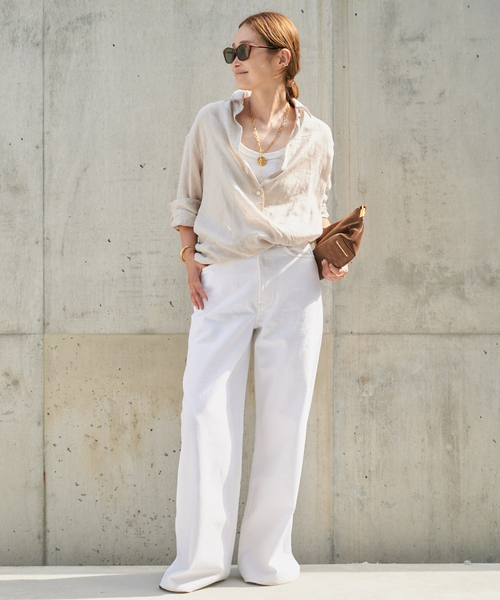 Deuxieme Classe(ドゥーズィエムクラス)の「*追加 LINEN WASH CACHE シャツ(シャツ/ブラウス・レディース・スカイブルー/ベージュ/ネイビー・FREE)」の4枚目の写真