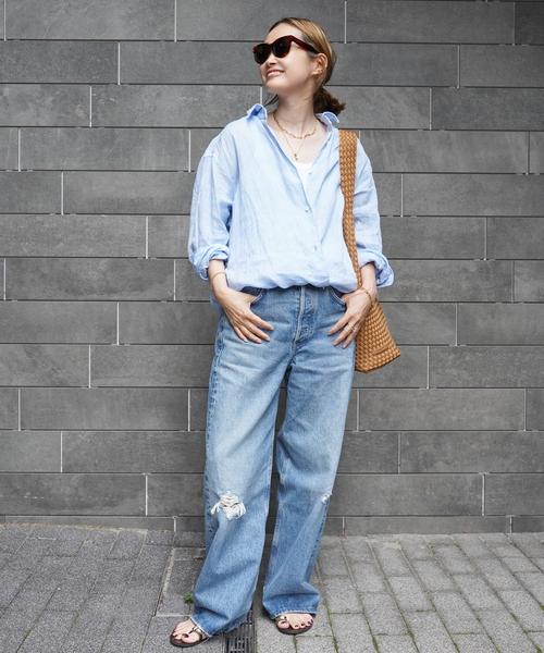 Deuxieme Classe(ドゥーズィエムクラス)の「*追加 LINEN WASH CACHE シャツ(シャツ/ブラウス・レディース・スカイブルー/ベージュ/ネイビー・FREE)」の13枚目の写真