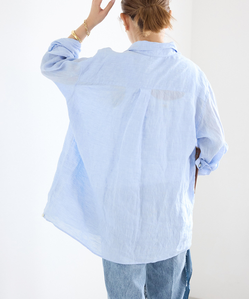 Deuxieme Classe(ドゥーズィエムクラス)の「*追加 LINEN WASH CACHE シャツ(シャツ/ブラウス・レディース・スカイブルー/ベージュ/ネイビー・FREE)」の16枚目の写真