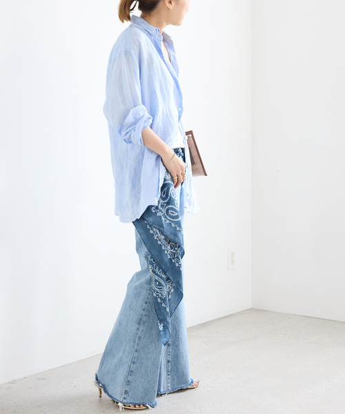 Deuxieme Classe(ドゥーズィエムクラス)の「*追加 LINEN WASH CACHE シャツ(シャツ/ブラウス・レディース・スカイブルー/ベージュ/ネイビー・FREE)」の18枚目の写真