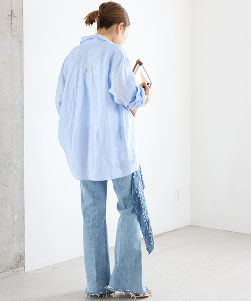 Deuxieme Classe(ドゥーズィエムクラス)の「*追加 LINEN WASH CACHE シャツ(シャツ/ブラウス・レディース・スカイブルー/ベージュ/ネイビー・FREE)」の20枚目の写真