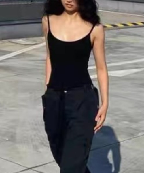 セール】リブミューズ・カットアウトキャミボディスーツ（キャミソール