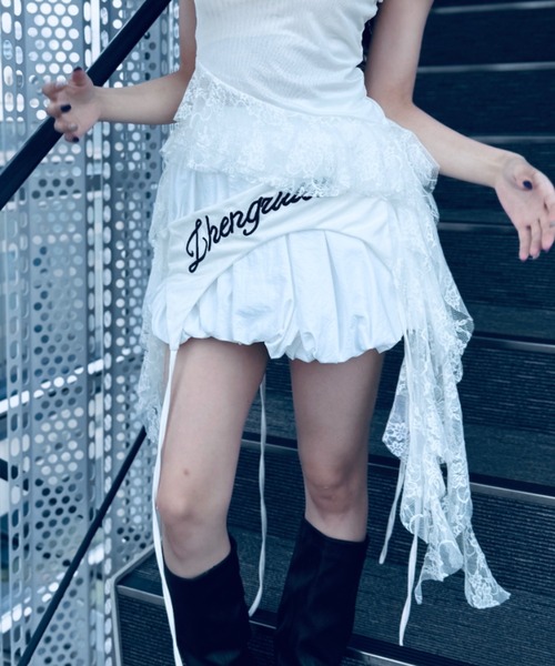 専用　nagonstans スカート　フレアー　バルーン　ホワイト　白 セール】 サテンフレアーバルーンスカート （ロング・マキシ丈