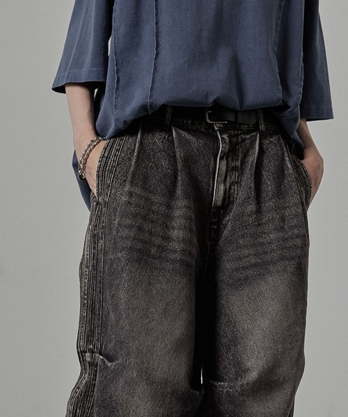 Alfred Alex(アルフレッドアレックス)の「【Alfred Alex】Vintage Side-Line Wide Denim Pants/サイドライン ワイドデニムパンツ(デニムパンツ・メンズ・グレー/インディゴブルー/ブラック/グレー系・L/M/S)」の18枚目の写真