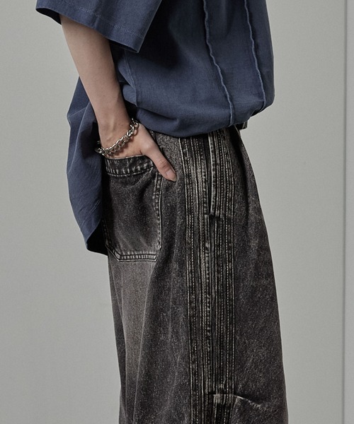 Alfred Alex(アルフレッドアレックス)の「【Alfred Alex】Vintage Side-Line Wide Denim Pants/サイドライン ワイドデニムパンツ(デニムパンツ・メンズ・グレー/インディゴブルー/ブラック/グレー系・L/M/S)」の19枚目の写真