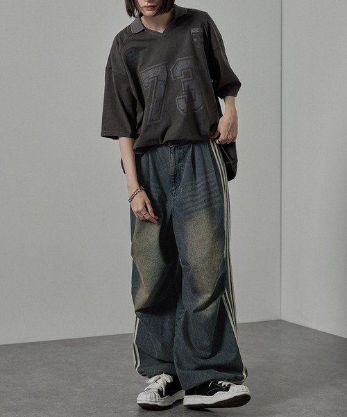 Alfred Alex(アルフレッドアレックス)の「【Alfred Alex】Vintage Side-Line Wide Denim Pants/サイドライン ワイドデニムパンツ(デニムパンツ・メンズ・グレー/インディゴブルー/ブラック/グレー系・L/M/S)」の7枚目の写真