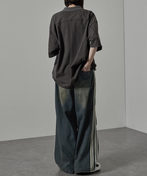 Alfred Alex(アルフレッドアレックス)の「【Alfred Alex】Vintage Side-Line Wide Denim Pants/サイドライン ワイドデニムパンツ(デニムパンツ・メンズ・グレー/インディゴブルー/ブラック/グレー系・L/M/S)」の9枚目の写真