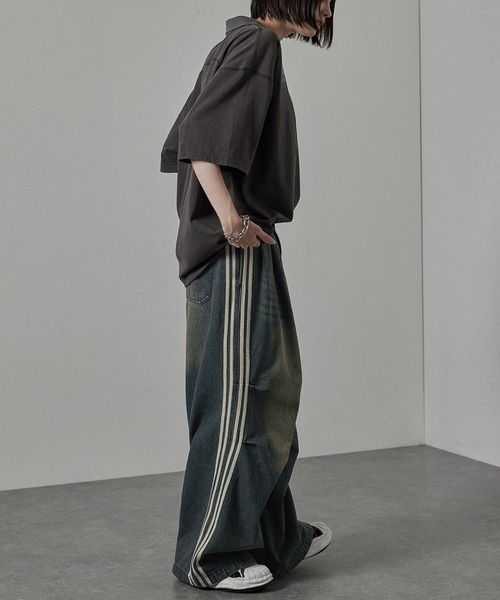 Alfred Alex(アルフレッドアレックス)の「【Alfred Alex】Vintage Side-Line Wide Denim Pants/サイドライン ワイドデニムパンツ(デニムパンツ・メンズ・グレー/インディゴブルー/ブラック/グレー系・L/M/S)」の10枚目の写真