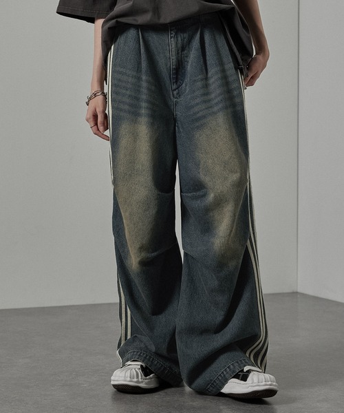 Alfred Alex(アルフレッドアレックス)の「【Alfred Alex】Vintage Side-Line Wide Denim Pants/サイドライン ワイドデニムパンツ(デニムパンツ・メンズ・グレー/インディゴブルー/ブラック/グレー系・L/M/S)」の11枚目の写真