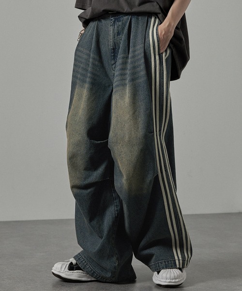 Alfred Alex(アルフレッドアレックス)の「【Alfred Alex】Vintage Side-Line Wide Denim Pants/サイドライン ワイドデニムパンツ(デニムパンツ・メンズ・グレー/インディゴブルー/ブラック/グレー系・L/M/S)」の12枚目の写真