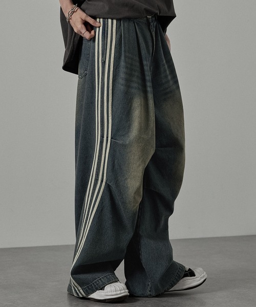 Alfred Alex(アルフレッドアレックス)の「【Alfred Alex】Vintage Side-Line Wide Denim Pants/サイドライン ワイドデニムパンツ(デニムパンツ・メンズ・グレー/インディゴブルー/ブラック/グレー系・L/M/S)」の13枚目の写真