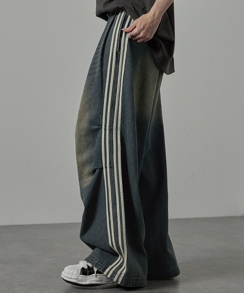 Alfred Alex(アルフレッドアレックス)の「【Alfred Alex】Vintage Side-Line Wide Denim Pants/サイドライン ワイドデニムパンツ(デニムパンツ・メンズ・グレー/インディゴブルー/ブラック/グレー系・L/M/S)」の14枚目の写真