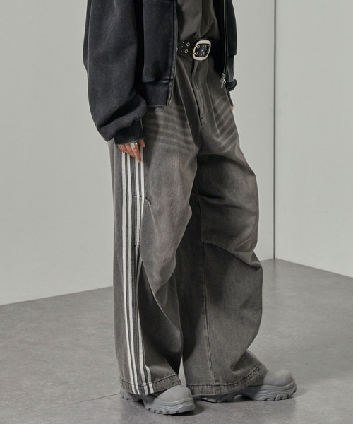 Alfred Alex（アルフレッドアレックス）の「【Alfred Alex】Vintage Side-Line Wide Denim Pants/サイドライン ワイドデニムパンツ（デニムパンツ・メンズ・グレー/インディゴブルー/ブラック/グレー系・L/M/S）」の17枚目の写真