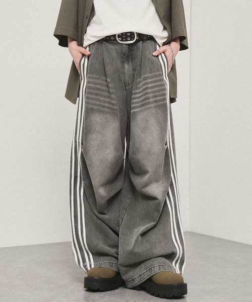 Alfred Alex（アルフレッドアレックス）の「【Alfred Alex】Vintage Side-Line Wide Denim Pants/サイドライン ワイドデニムパンツ（デニムパンツ・メンズ・グレー/インディゴブルー/ブラック/グレー系・L/M/S）」の18枚目の写真