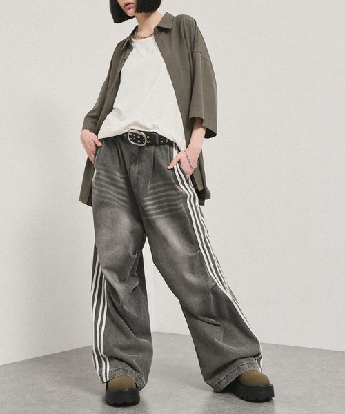 Alfred Alex（アルフレッドアレックス）の「【Alfred Alex】Vintage Side-Line Wide Denim Pants/サイドライン ワイドデニムパンツ（デニムパンツ・メンズ・グレー/インディゴブルー/ブラック/グレー系・L/M/S）」の19枚目の写真