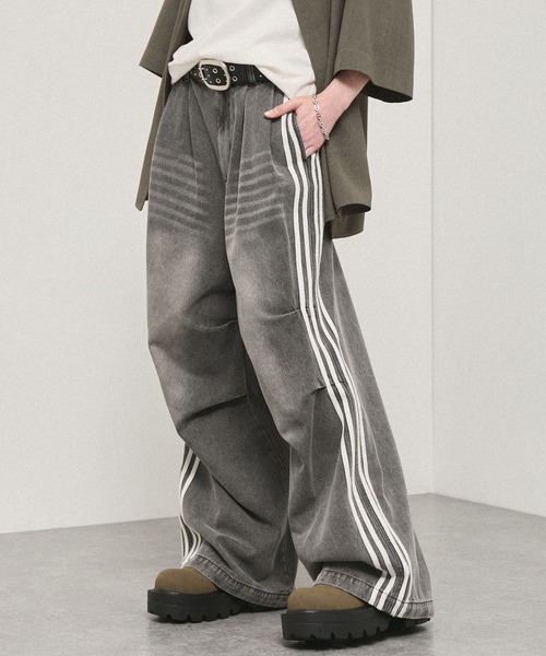 Alfred Alex（アルフレッドアレックス）の「【Alfred Alex】Vintage Side-Line Wide Denim Pants/サイドライン ワイドデニムパンツ（デニムパンツ・メンズ・グレー/インディゴブルー/ブラック/グレー系・L/M/S）」の21枚目の写真