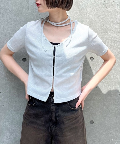 PAGEBOY(ページボーイ)の「キラキラカットホック(半袖)(Tシャツ/カットソー・レディース・オフホワイト/グレー/ブラック/イエロー系その他/ネイビー・FREE)」の6枚目の写真