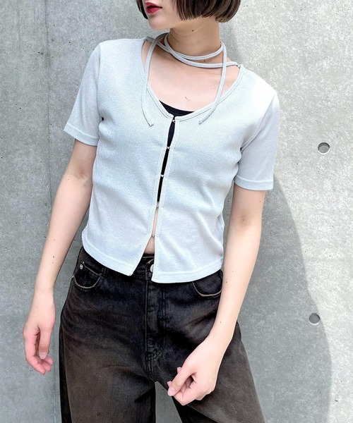 PAGEBOY(ページボーイ)の「キラキラカットホック(半袖)(Tシャツ/カットソー・レディース・オフホワイト/グレー/ブラック/イエロー系その他/ネイビー・FREE)」の8枚目の写真