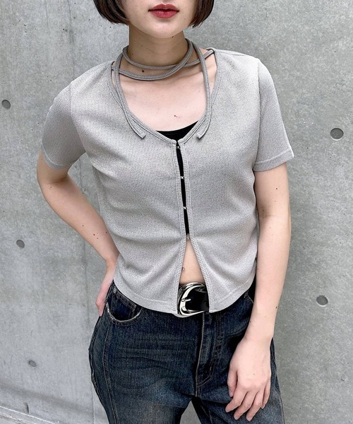 PAGEBOY(ページボーイ)の「キラキラカットホック(半袖)(Tシャツ/カットソー・レディース・オフホワイト/グレー/ブラック/イエロー系その他/ネイビー・FREE)」の14枚目の写真