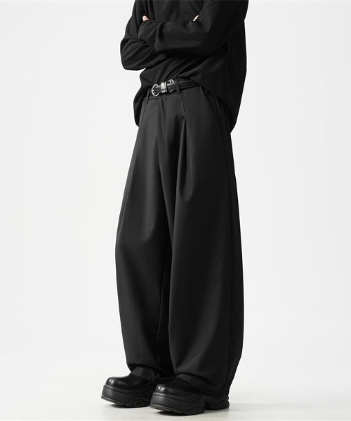 SHEPP(シープ)の「タックワイド スラックスパンツ(スラックス・メンズ・ブラック/グレー・M/L)」の16枚目の写真
