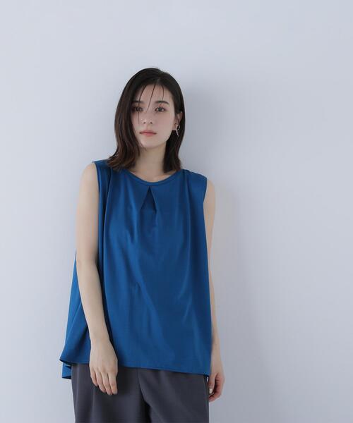 NATURAL BEAUTY BASIC(ナチュラルビューティーベーシック)の「◇シアーフレアトップス(Tシャツ/カットソー・レディース・ダークブルー/オフホワイト/ブラック・FREE)」の6枚目の写真