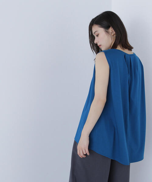 NATURAL BEAUTY BASIC(ナチュラルビューティーベーシック)の「◇シアーフレアトップス(Tシャツ/カットソー・レディース・ダークブルー/オフホワイト/ブラック・FREE)」の1枚目の写真