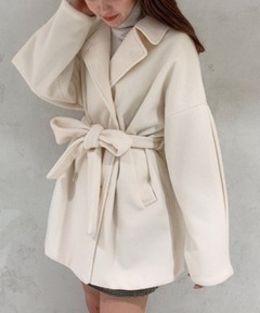 BANICO】スタンドカラー ベルト付きウールロングコート（その他