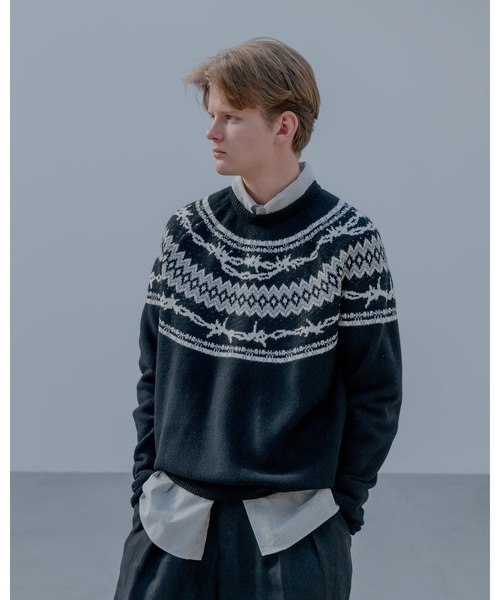 uniform experiment（ユニフォームエクスペリメント）の「ENTANGLED NORDIC SWEATER（ニット/セーター・メンズ・ブラック/ベージュ・4/3/2/1/5）」の11枚目の写真