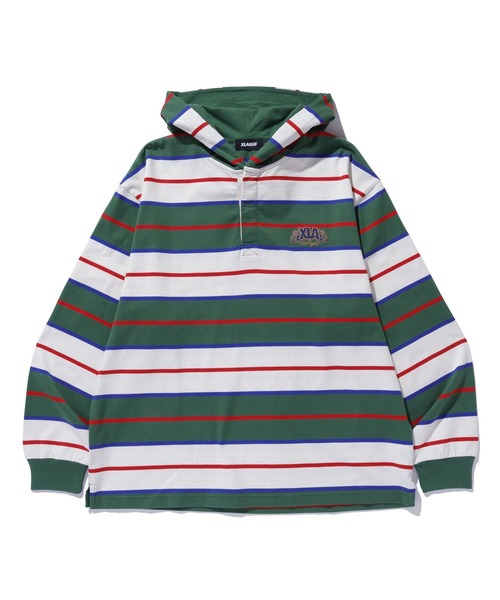 XLARGE（エクストララージ）の「STRIPE HOODED L/S SHIRT（Tシャツ/カットソー・メンズ・ネイビー/ホワイト・XL/L/M/S）」の2枚目の写真