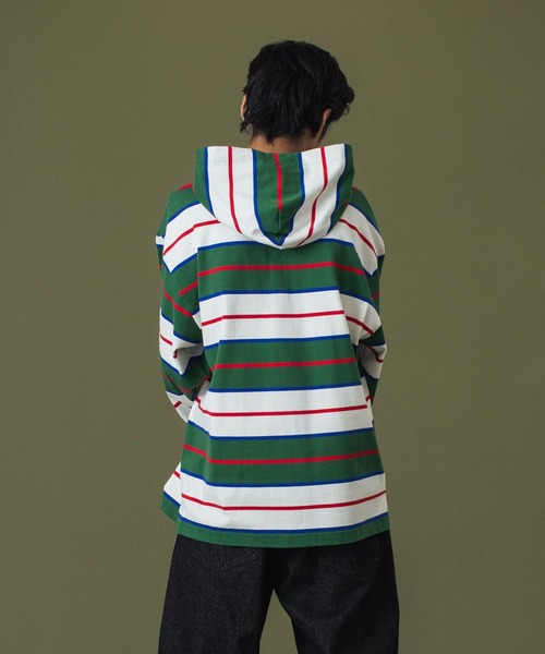 XLARGE（エクストララージ）の「STRIPE HOODED L/S SHIRT（Tシャツ/カットソー・メンズ・ネイビー/ホワイト・XL/L/M/S）」の7枚目の写真
