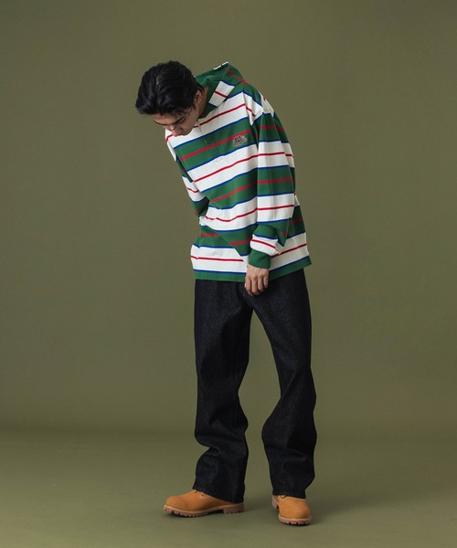 XLARGE（エクストララージ）の「STRIPE HOODED L/S SHIRT（Tシャツ/カットソー・メンズ・ネイビー/ホワイト・XL/L/M/S）」の8枚目の写真