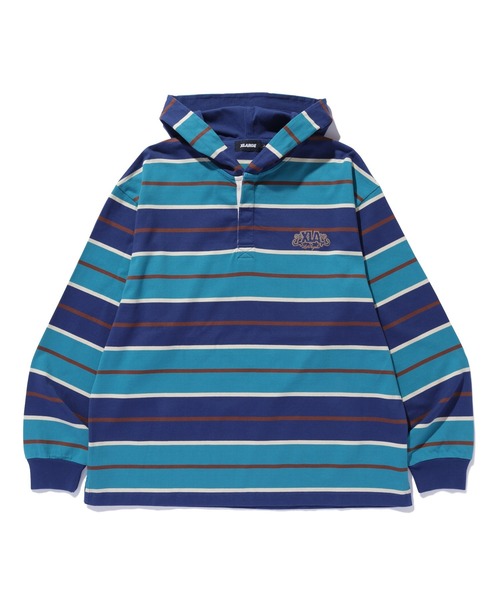 XLARGE（エクストララージ）の「STRIPE HOODED L/S SHIRT（Tシャツ/カットソー・メンズ・ネイビー/ホワイト・XL/L/M/S）」の3枚目の写真