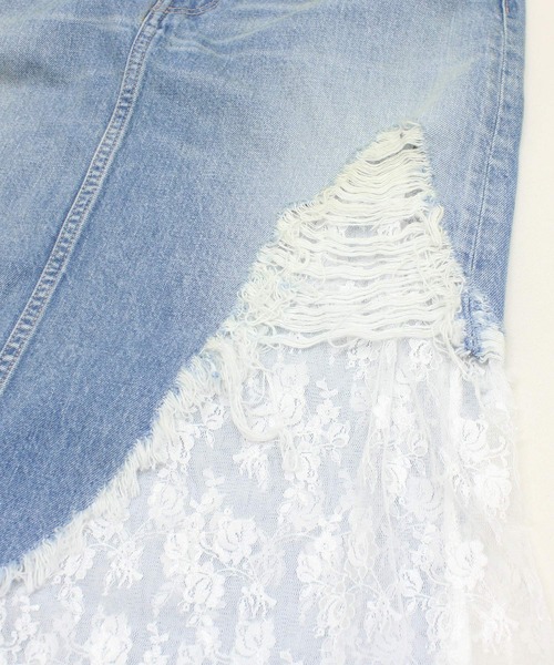 RNA（アールエヌエー）の「G1095 デザインダメージレイヤードスカート（デニムスカート・レディース・ブラック/インディゴブルー・MEDIUM）」の18枚目の写真