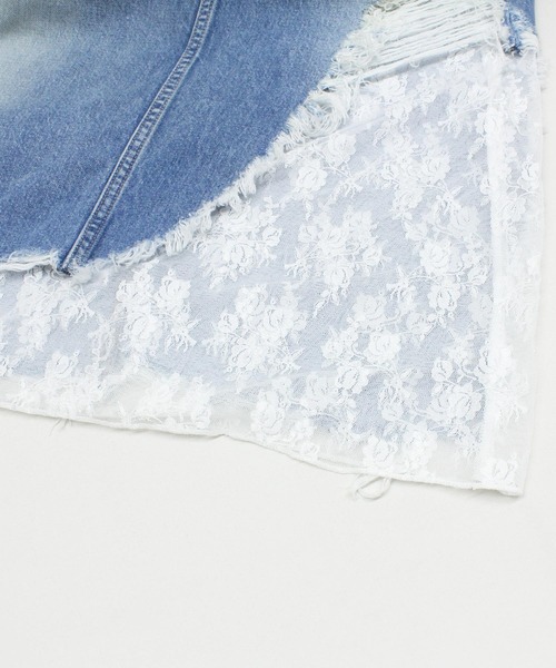 RNA（アールエヌエー）の「G1095 デザインダメージレイヤードスカート（デニムスカート・レディース・ブラック/インディゴブルー・MEDIUM）」の19枚目の写真