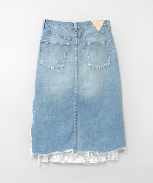 RNA（アールエヌエー）の「G1095 デザインダメージレイヤードスカート（デニムスカート・レディース・ブラック/インディゴブルー・MEDIUM）」の11枚目の写真