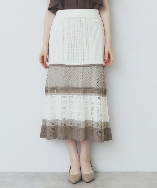 index（インデックス）の「透かし編みフレアニットスカート/セットアップ対応【洗濯機洗い可】（スカート・レディース・ブラウン系その他/サックスブルー/ホワイト系5/ブラック系2・36/38/40/42）」の21枚目の写真