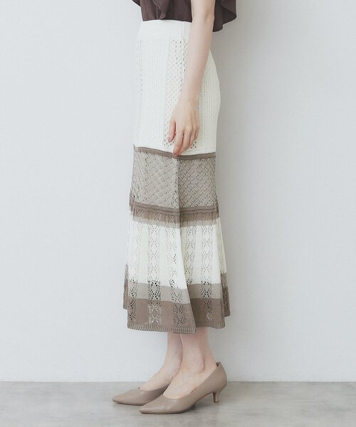 index（インデックス）の「透かし編みフレアニットスカート/セットアップ対応【洗濯機洗い可】（スカート・レディース・ブラウン系その他/サックスブルー/ホワイト系5/ブラック系2・36/38/40/42）」の22枚目の写真