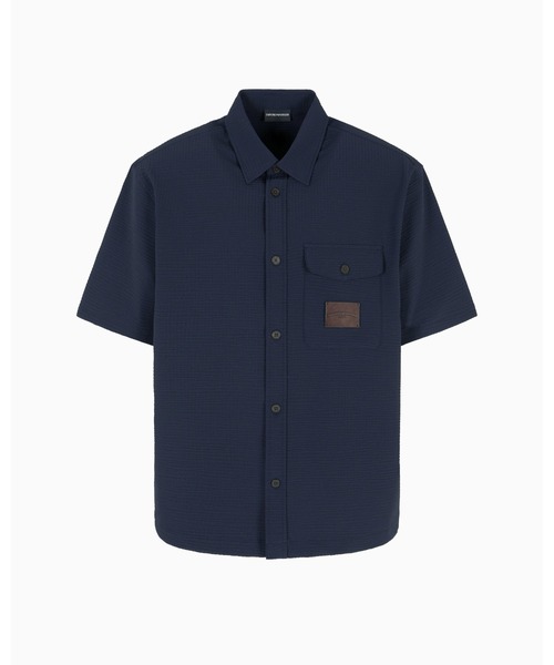 EMPORIO ARMANI(エンポリオアルマーニ)の「【エンポリオ アルマーニ】半袖オーバーサイズシャツ ナイロン シアサッカー(シャツ/ブラウス・メンズ・ネイビー/ダークブルー・X-SMALL/LARGE/MEDIUM/SMALL/X-LARGE)」の6枚目の写真