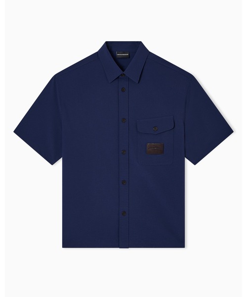 EMPORIO ARMANI(エンポリオアルマーニ)の「【エンポリオ アルマーニ】半袖オーバーサイズシャツ ナイロン シアサッカー(シャツ/ブラウス・メンズ・ネイビー/ダークブルー・X-SMALL/LARGE/MEDIUM/SMALL/X-LARGE)」の7枚目の写真