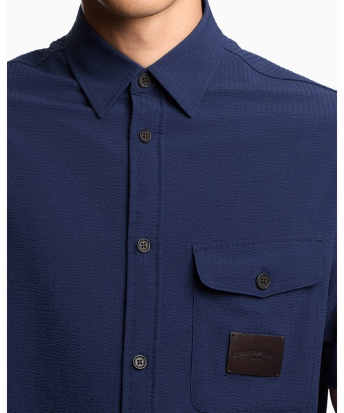 EMPORIO ARMANI(エンポリオアルマーニ)の「【エンポリオ アルマーニ】半袖オーバーサイズシャツ ナイロン シアサッカー(シャツ/ブラウス・メンズ・ネイビー/ダークブルー・X-SMALL/LARGE/MEDIUM/SMALL/X-LARGE)」の8枚目の写真