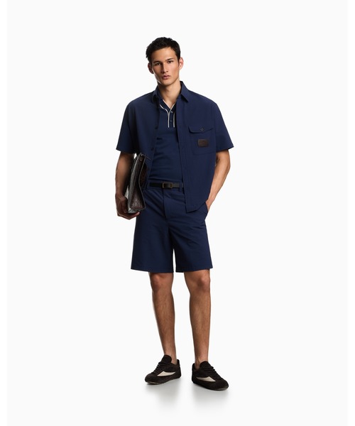 EMPORIO ARMANI(エンポリオアルマーニ)の「【エンポリオ アルマーニ】半袖オーバーサイズシャツ ナイロン シアサッカー(シャツ/ブラウス・メンズ・ネイビー/ダークブルー・X-SMALL/LARGE/MEDIUM/SMALL/X-LARGE)」の9枚目の写真