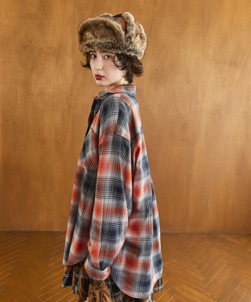 niko and...（ニコアンド）の「40ビエラレピアチェックシャツ（シャツ/ブラウス・レディース・ブラウン/グリーン/オレンジ/イエロー/ブラック/アイボリー/パープル/ベージュ・MEDIUM/BIG(L)）」の8枚目の写真