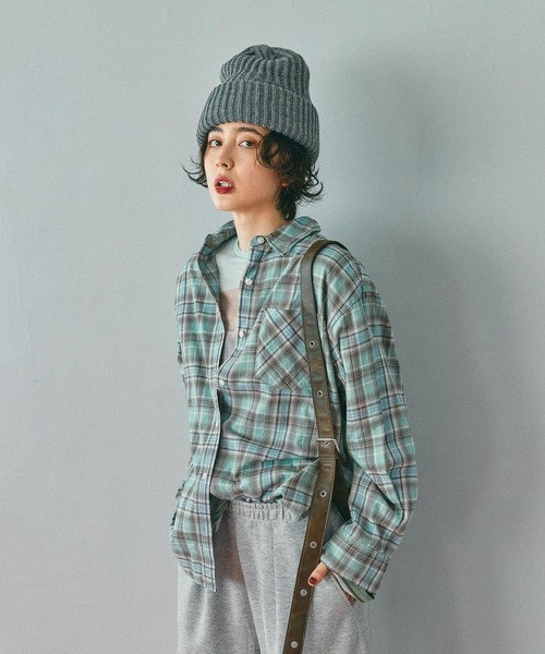 niko and...（ニコアンド）の「40ビエラレピアチェックシャツ（シャツ/ブラウス・レディース・ブラウン/グリーン/オレンジ/イエロー/ブラック/アイボリー/パープル/ベージュ・MEDIUM/BIG(L)）」の5枚目の写真