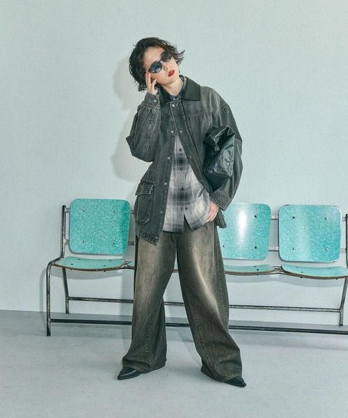 niko and...（ニコアンド）の「40ビエラレピアチェックシャツ（シャツ/ブラウス・レディース・ブラウン/グリーン/オレンジ/イエロー/ブラック/アイボリー/パープル/ベージュ・MEDIUM/BIG(L)）」の9枚目の写真