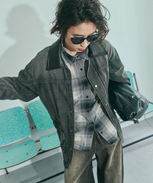 niko and...（ニコアンド）の「40ビエラレピアチェックシャツ（シャツ/ブラウス・レディース・ブラウン/グリーン/オレンジ/イエロー/ブラック/アイボリー/パープル/ベージュ・MEDIUM/BIG(L)）」の10枚目の写真