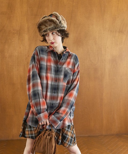 niko and...（ニコアンド）の「40ビエラレピアチェックシャツ（シャツ/ブラウス・レディース・ブラウン/グリーン/オレンジ/イエロー/ブラック/アイボリー/パープル/ベージュ・MEDIUM/BIG(L)）」の14枚目の写真