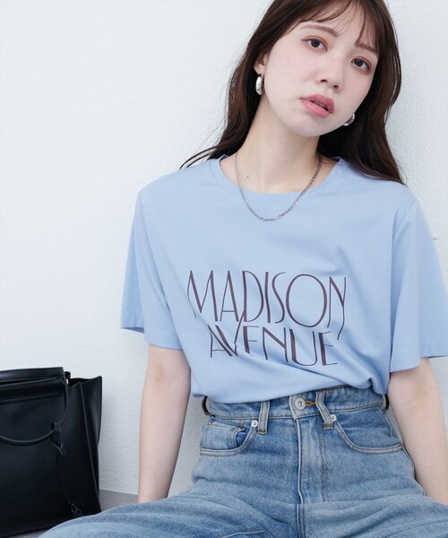 natural couture(ナチュラルクチュール)の「ポンチベーシックロゴT(Tシャツ/カットソー・レディース・オフホワイト/ブラウン/ブラック/サックスブルー・FREE)」の14枚目の写真