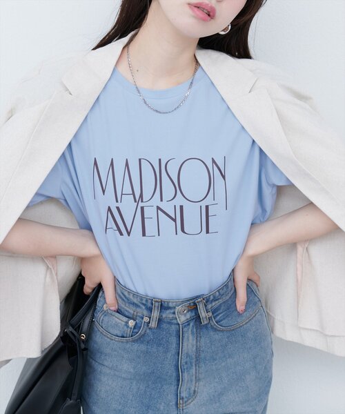 natural couture(ナチュラルクチュール)の「ポンチベーシックロゴT(Tシャツ/カットソー・レディース・オフホワイト/ブラウン/ブラック/サックスブルー・FREE)」の18枚目の写真