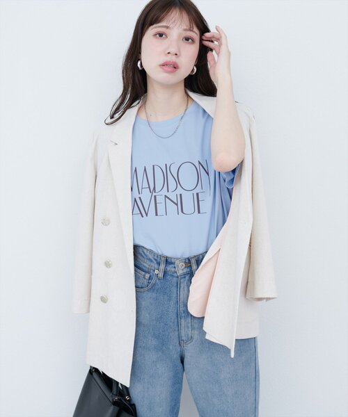 natural couture(ナチュラルクチュール)の「ポンチベーシックロゴT(Tシャツ/カットソー・レディース・オフホワイト/ブラウン/ブラック/サックスブルー・FREE)」の19枚目の写真